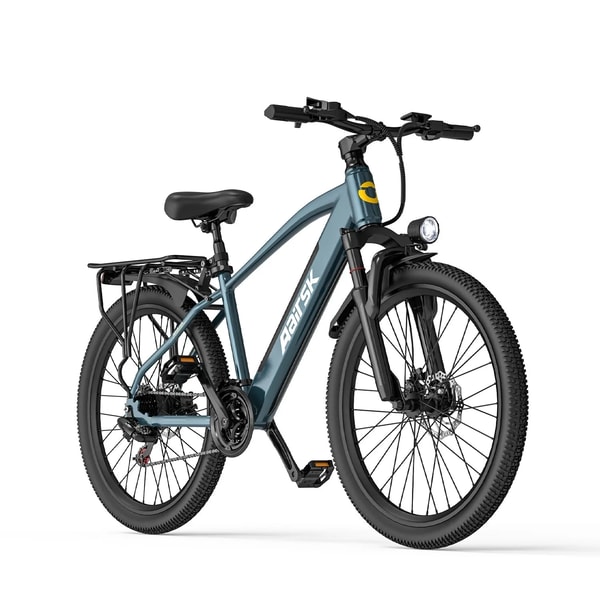 Aairsk S800 blue electric bike shown from the front three-quarter angle with fat tires, front headlight and rear rack