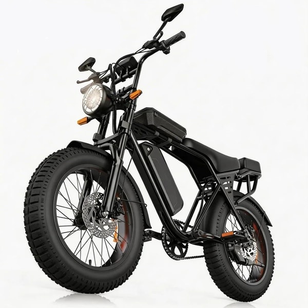 Aairsk X5 black electric fatbike shown at a three-quarter angle with fat tires, front headlight and rear passenger seat