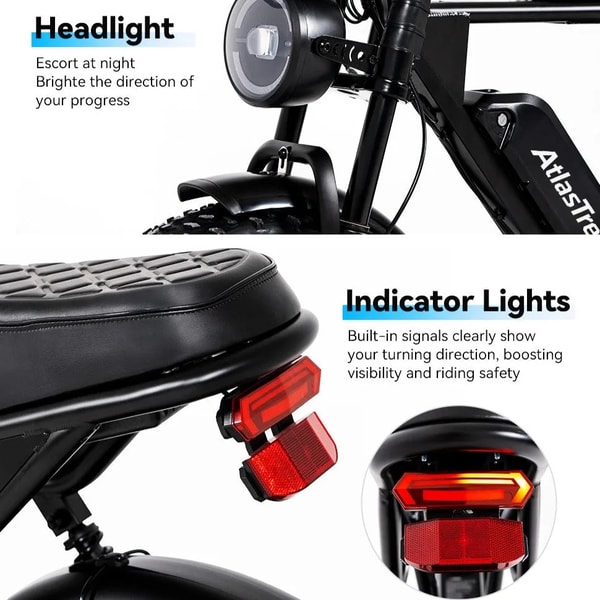 AtlasTrek V8 Max functiegrafiek die de koplamp, richtingaanwijzers en het achterste achterlicht toont