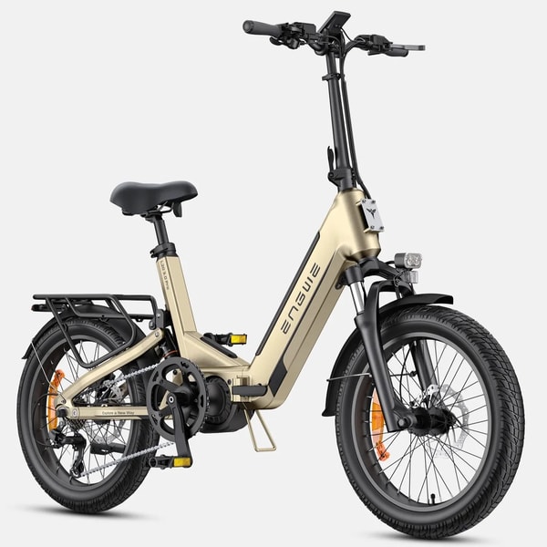 Golden Engwe L20 3.0 Pro electric bike shown from the front three-quarter angle with front suspension, headlight and rear rack